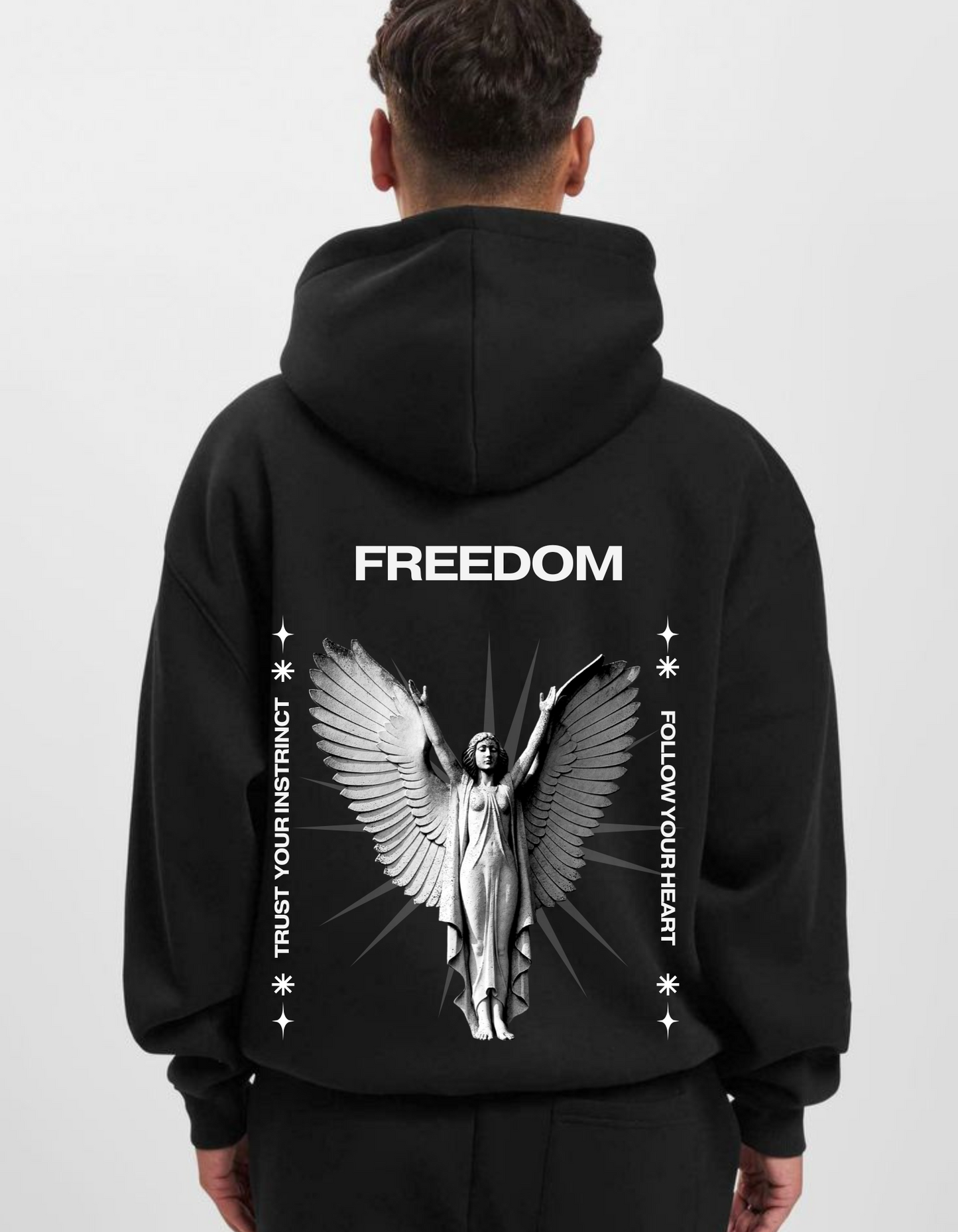 Oversized Black Hoodie- FREEDOM