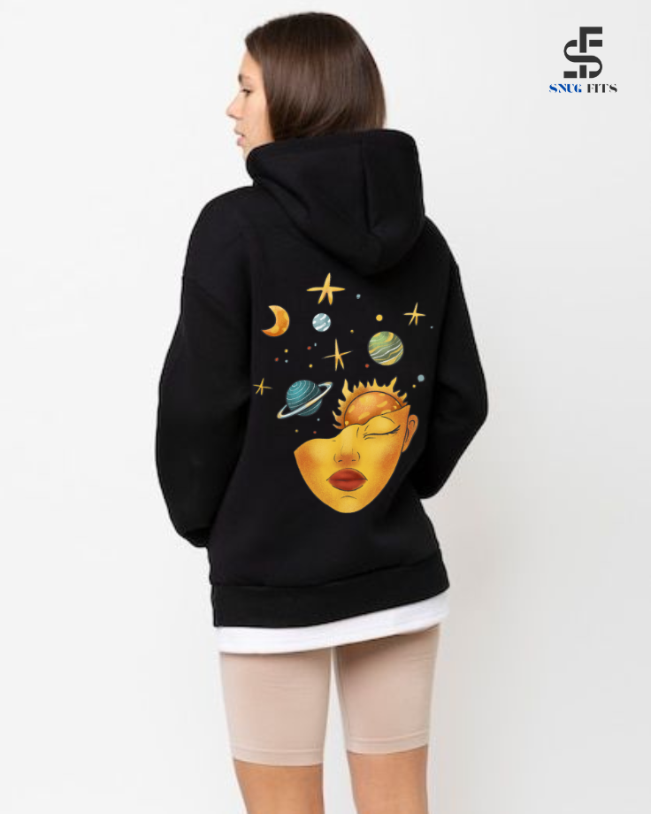 Oversized Pullover Hoodie- Space Theme
