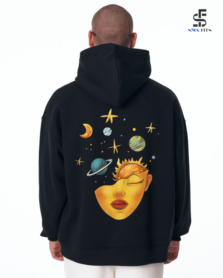 Oversized Pullover Hoodie- Space Theme