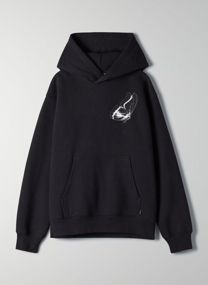 Oversized Stringless Black Graphic Hoodie