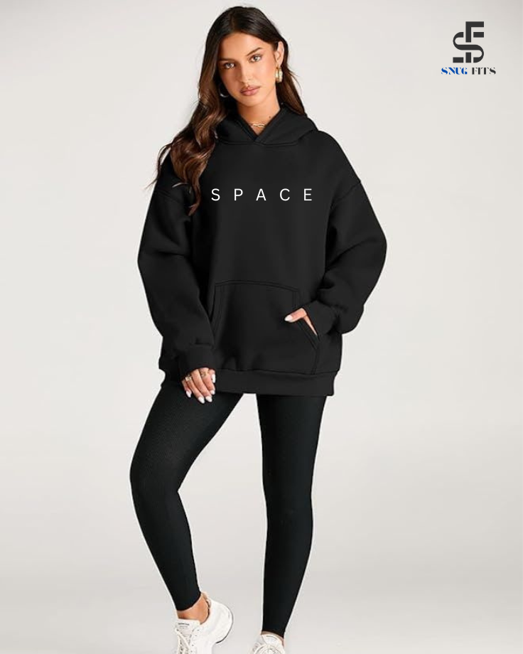 Oversized Pullover Hoodie- Space Theme